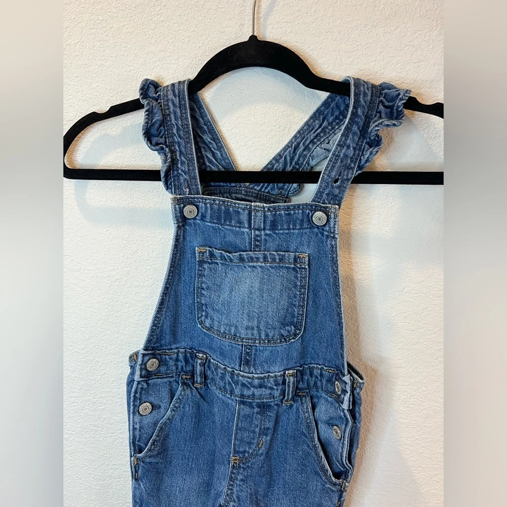 Gap Denim Blue Jean‎ Ruffle Bib Overalls Girls Sz 4 Years Toddler